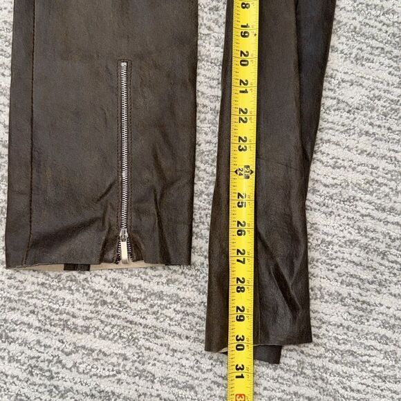 Susan Bender  Stretch Leather Zipper Pants in Chocolate Nubuck Leather Small - Picture 10 of 13